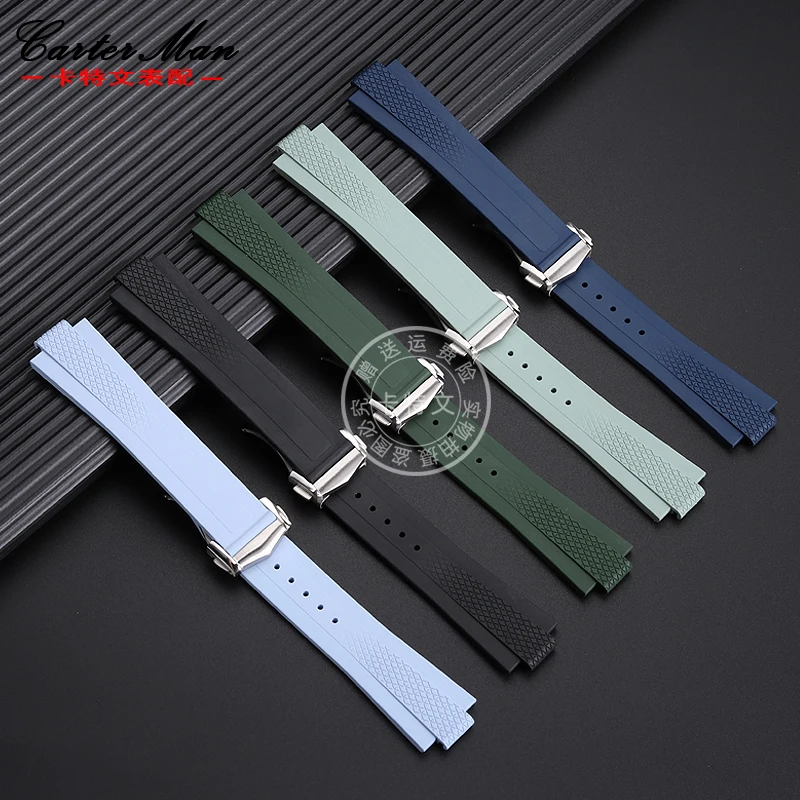 Convex mouth wristband for Longines Kangkas Yuedong series L3.830/835 new sports diving fluororubber watch strap 41mm 42mm dial