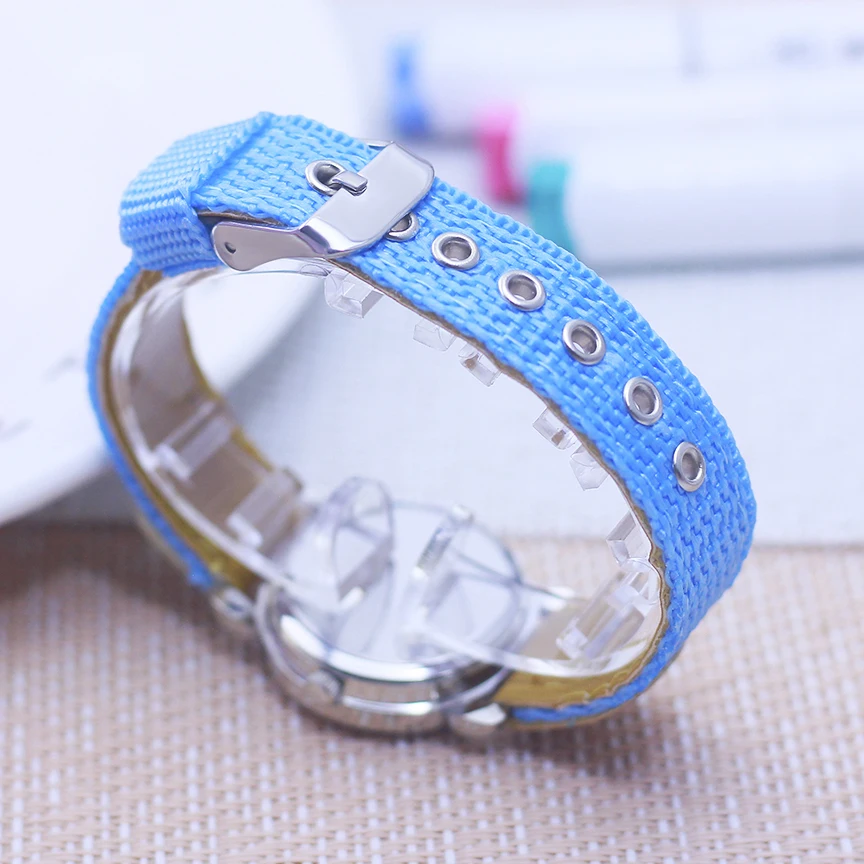 2024New sale Rainbow Gradient digital canvas Band Children's Watch Girl boy smile Cartoon Quartz Watches pink blue Kids Watches