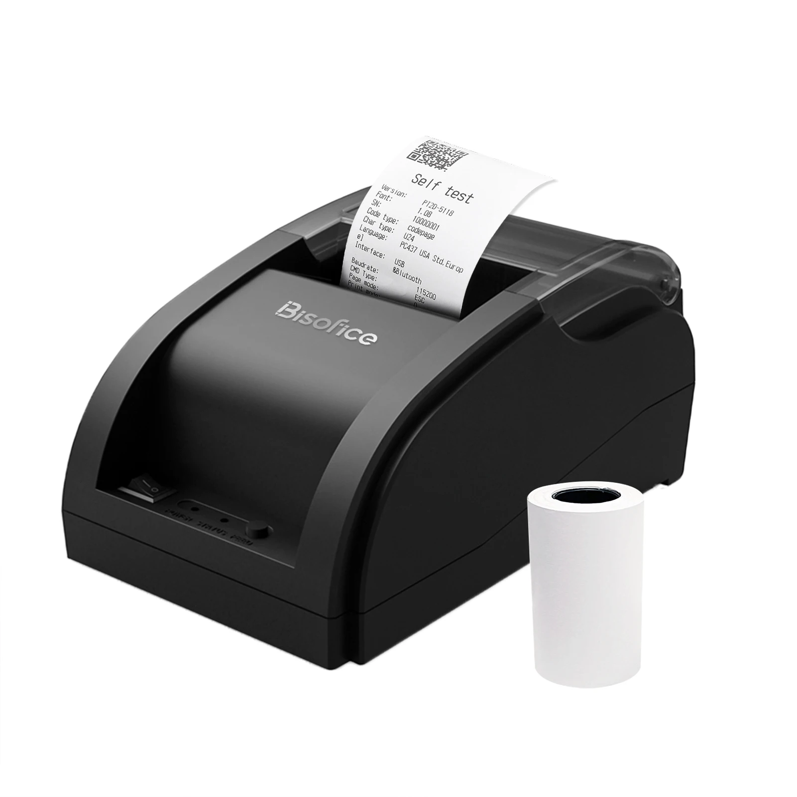 Bisofice Desktop 58mm Thermal Receipt Printer Wireless Barcode Printer USB+BT Printer Support ESC Command Cashbox Connect