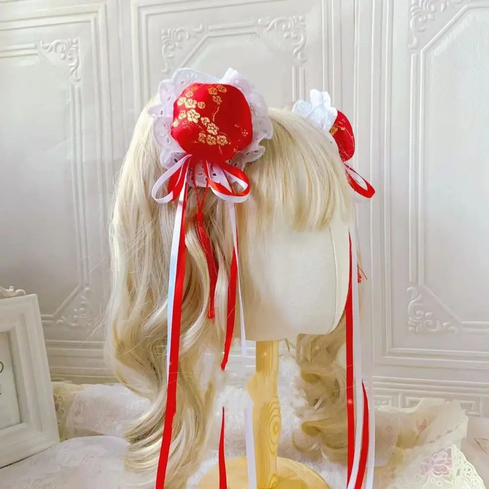 Lace Bow Chun-Li Hair Bun Clip Cloth Ruffle Chinese Style Hairpin Duckbill Clip Barrettes Bowknot Tassel Hair Clip