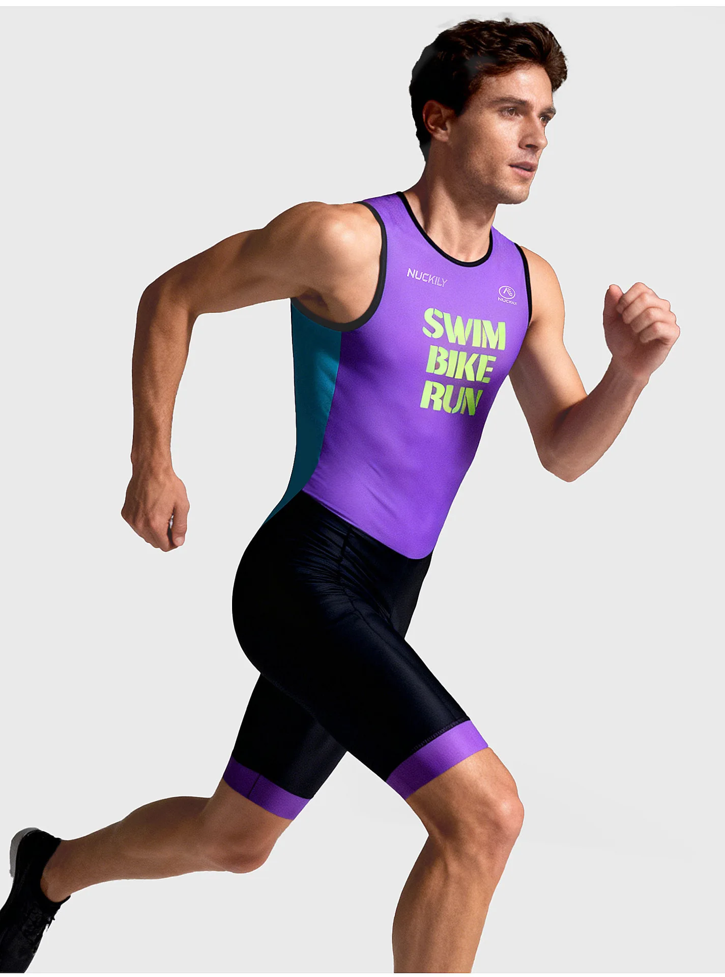 NUCKILY Herren ärmelloser Triathlon-Anzug, einteiliger Trisuit, schnell trocknender Skinsuit für Schwimmen, Radfahren, Laufen, Rennen, mit Polster und Rückentasche – Detail 16