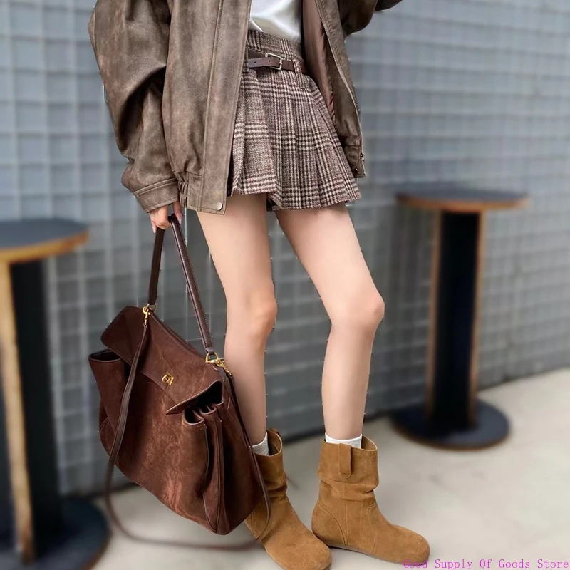 Зима 2025 года, новые женские сумки Rodeo, замшевые женские сумки из воловьей кожи, роскошные брендовые модные сумки на плечо с золотой пряжкой, женская трендовая сумка