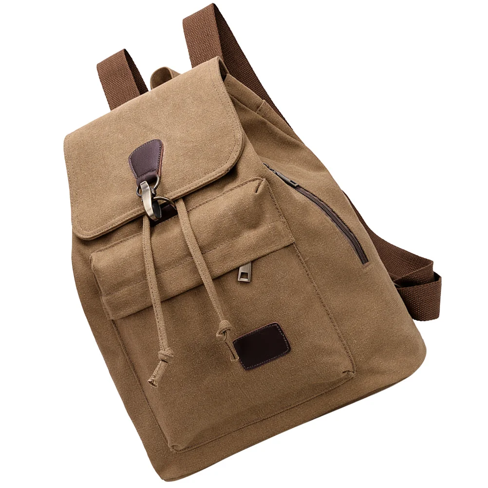 Lightweight Canvas Backpack Large Capacity Travel Shoulder Bag for Men Women Durable Portable Hiking Fitness Office Daily Use