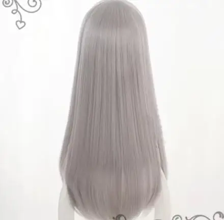 Perruque de Cosplay de Costume d'Halloween, Anime Blend, S Oke Zaki Hideri, Cheveux Synthétiques Longs et Lisses, Gris Argent, Degré de Chaleur