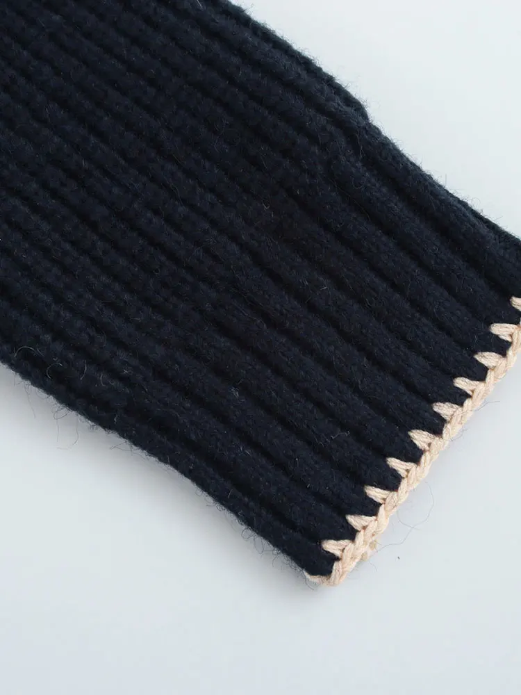 Nlzgmsj 2025 الخريف المرأة بلوفر مغزول موضة كم طويل القوس سترة جديدة ملابس الشارع الشهير تريكو القمم Y2k