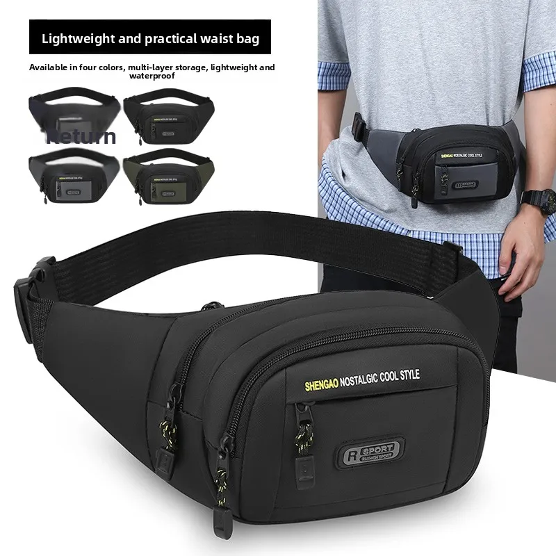 

Водонепроницаемая мужская сумка-кроссбоди Spor Fanny Pa для мобильного телефона, модная брендовая сумка с мягкой ручкой в корейском стиле для отдыха