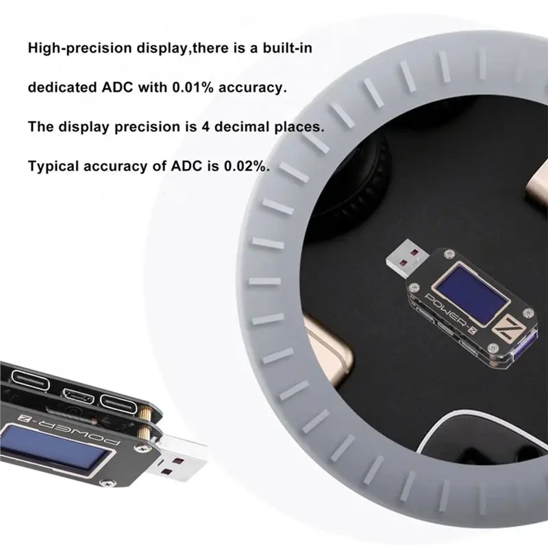 ABQU KM001 USB PD Tester, Portable USB Digital Voltmeter Multifunction QC3.0/PD Type-C Voltage Current Power Detector for