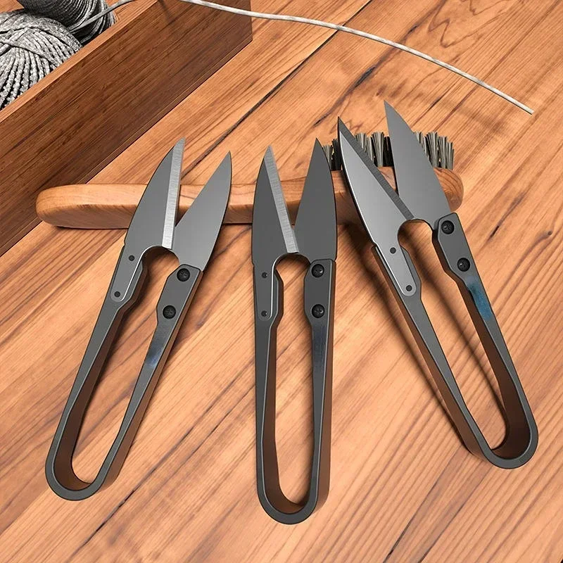 1pc Schwarz Carbon Stahl U-förmigen Schere Edelstahl Elastische Schere Kleidung Nadel Faden Stricken Liefert Schere Zubehör – Detail 8