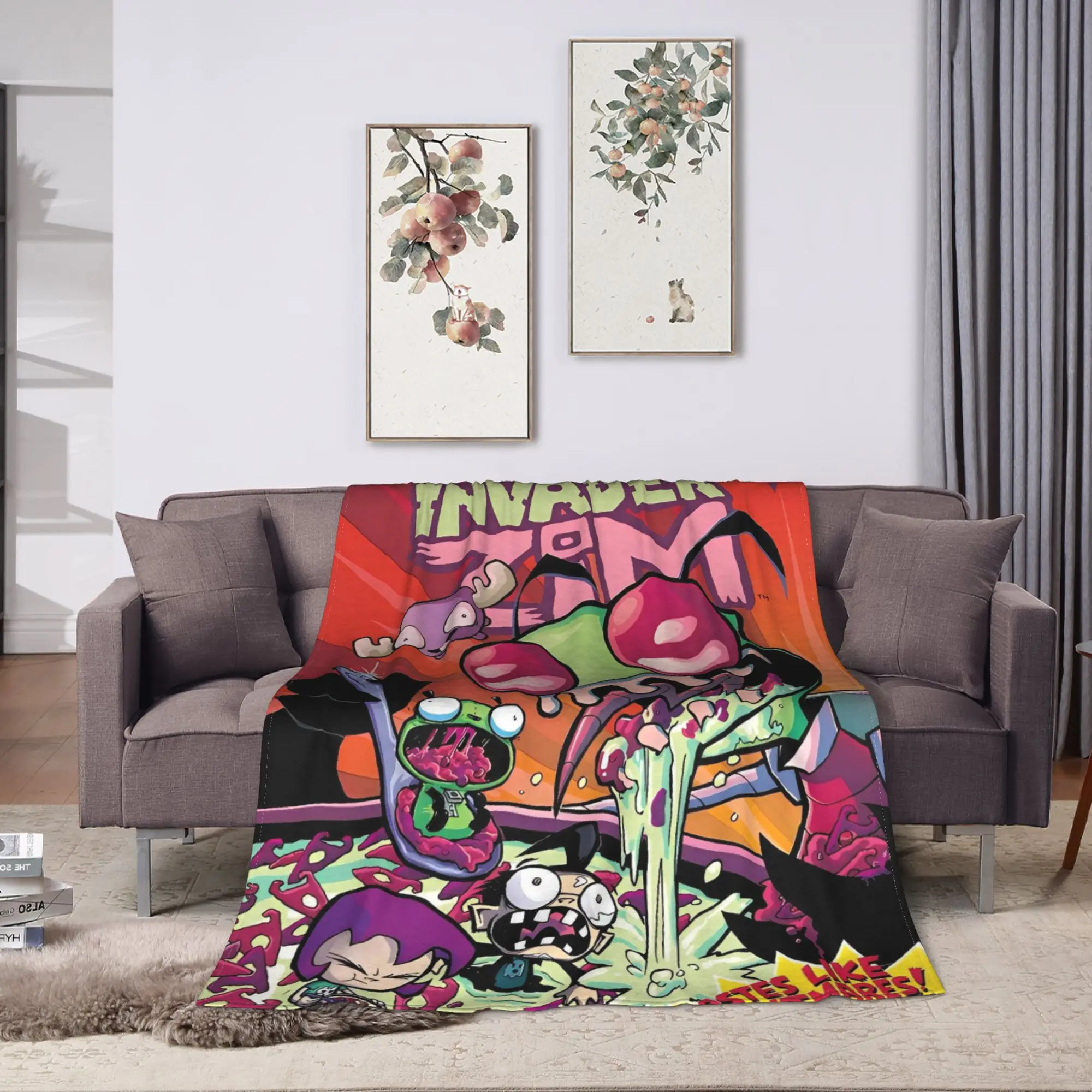 Invader Zim Movie Blankets  Warm Soft Fluffy Plush Throw Blanket For Couch Chair Travel Office Flannel Bedspread Bed Cover