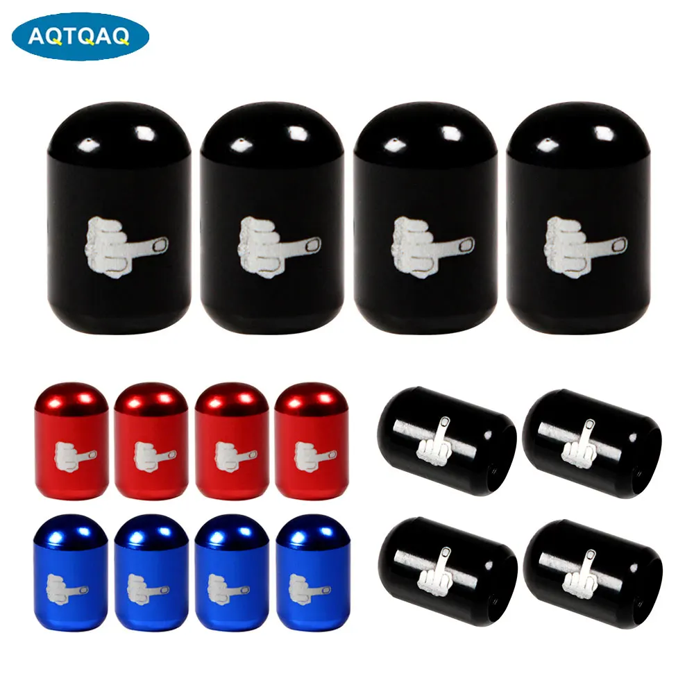 

AQTQAQ 4Pcs/Set Middle Finger Tire Air Valve Caps Stem Cover Fits All Cars Trucks SUV Bike Bicycle Car Tyre Valve Dust Covers