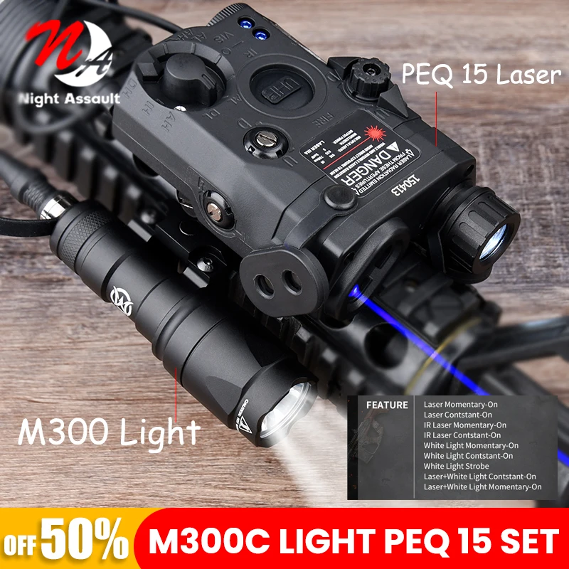 

WADSN PEQ PEQ-15 Red Green Blue IR Battery Box LED Strobe Surefir M300 Flashlight AR15 Accessories AXON Dual Pressure Switch