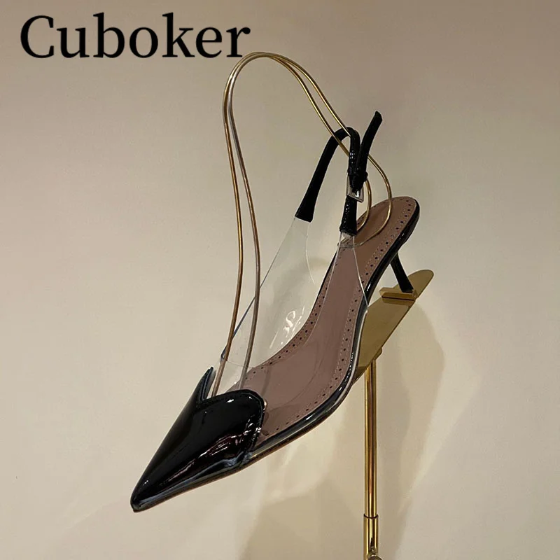 Hot Summer Women PVC Sandals Popular Brand High Heel Women Sexy Pointy Toe Pumps Clear Runway Party Dress Woman Shoes mujer