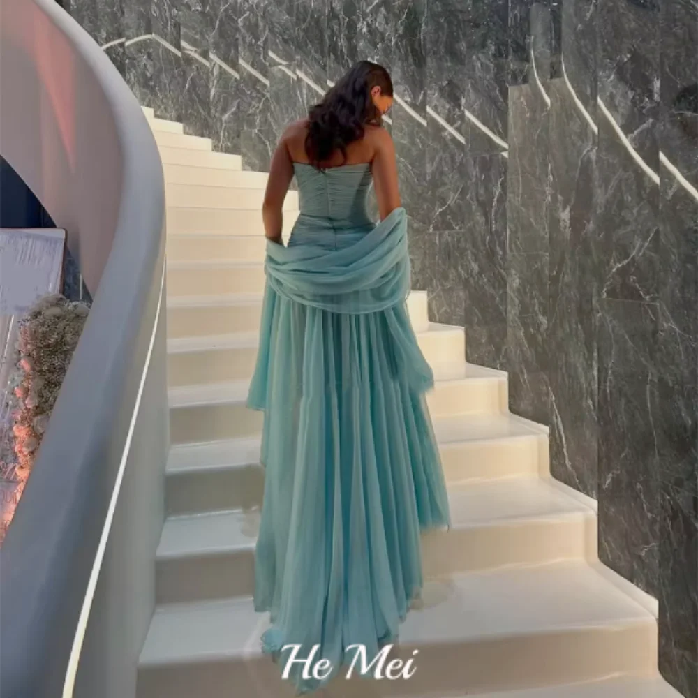 Maßgeschneiderte Partykleider, elegantes, bodenlanges Chiffon-Abschlussballkleid, schlichtes, trägerloses Abendkleid in A-Linie