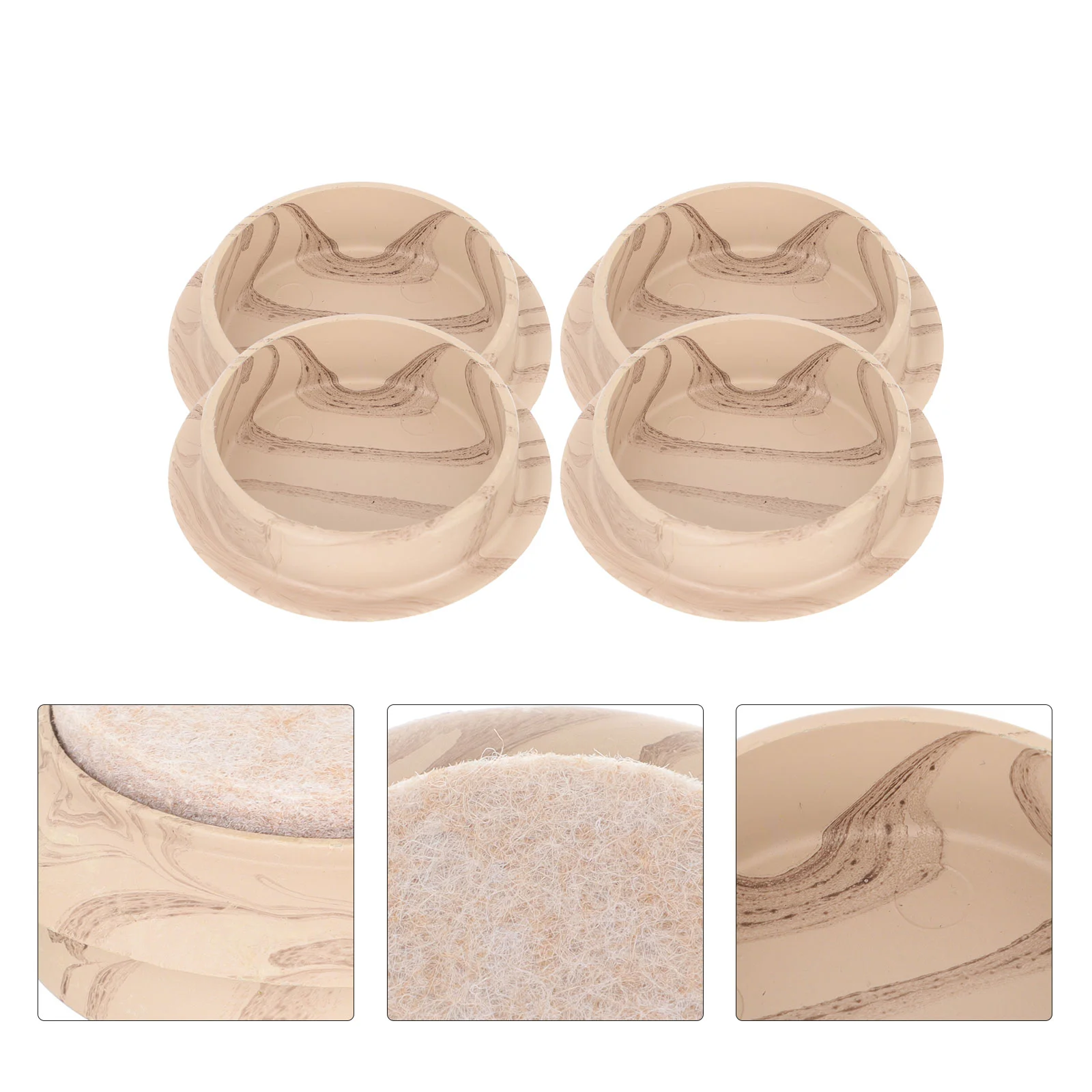 

4 Pcs Furniture Legs Fixed Caster Cup Circle Rug Protectors Felt Castor Wheels Non-skid Pads