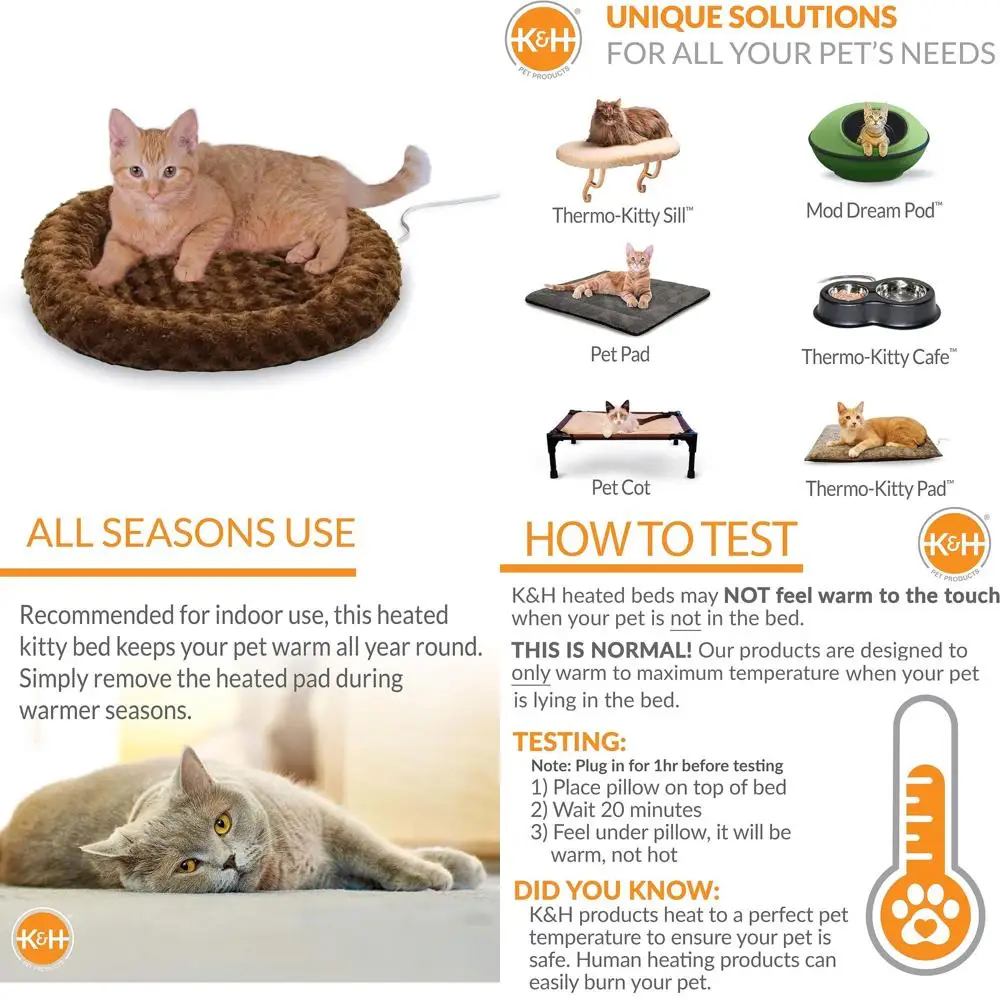 

Водонепроницаемая круглая лежанка Mocha Round 18 Small с подогревом для кошек и собак