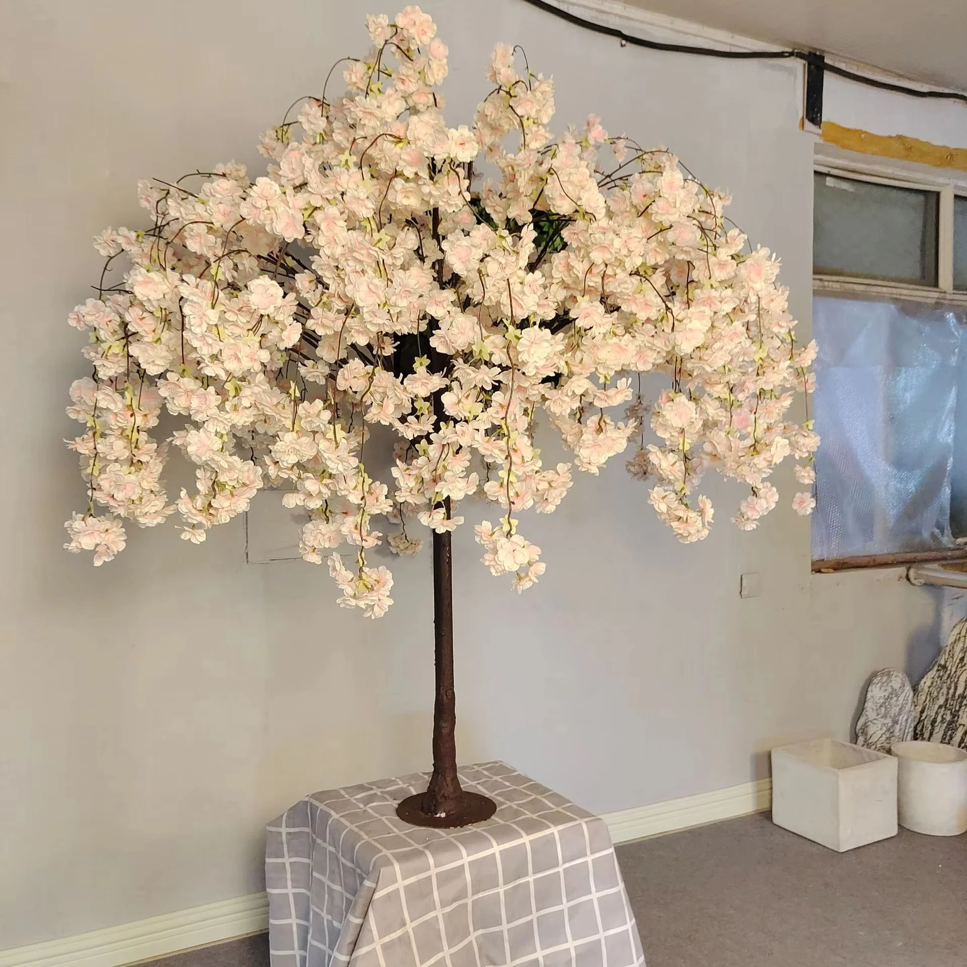 1pc 100cm high artificial cherry tree, simulation plant, fake flower tree, home, hotel, shopping mall window, wedding decoration