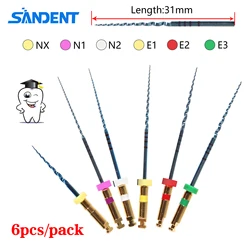 1 Packs (6pcs) Dental Endodontic Files Rotary NITI Root Canal Curval Files Dental Endo Engine Files SANDENT 31MM