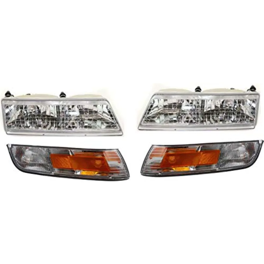 

Driver and Passenger Side Headlight Kit for Mercury Grand Marquis GS LS 19951997 Halogen with Bulb s and Corner Light Replaceme