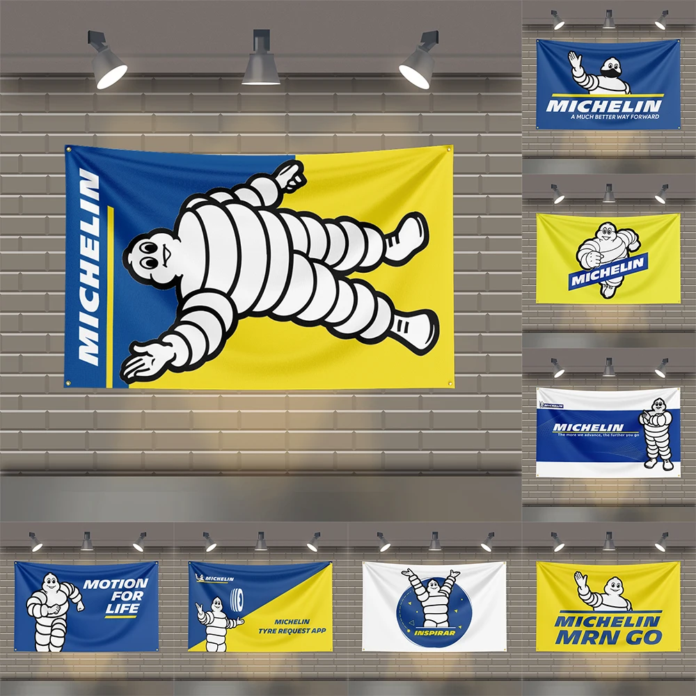 3x5 Ft M-Michelins Racing  Flag Polyester Printed Cars Flags for Room Garage Decor