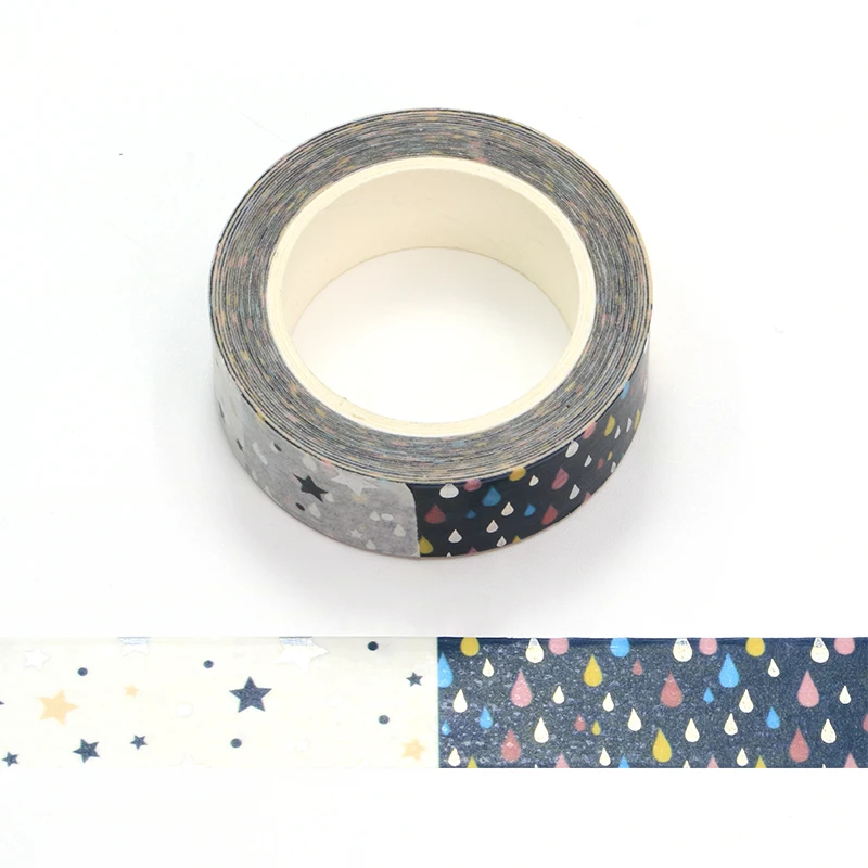 NEW 10pcs/Lot Decor Foil Rainbow Star & Rain Washi Tapes for Journaling Craft Adhesive Stickers Masking Tape Papeleria