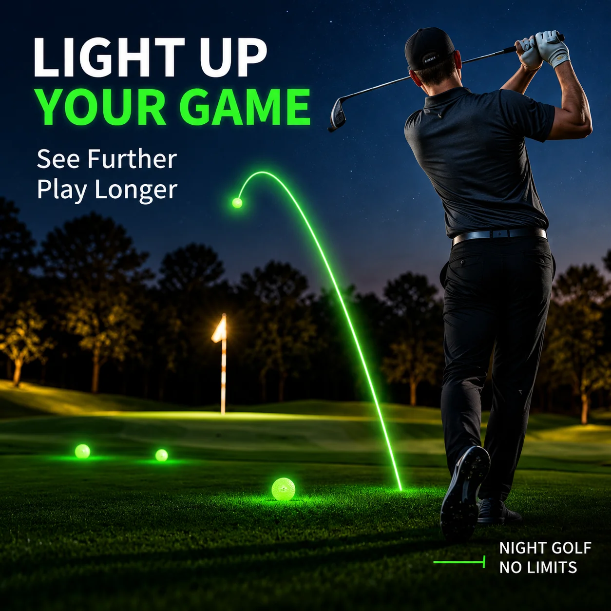 Caiton Glow in the Dark Golf Ball Set, 12PCS Luminous Night Golf Balls, Novelty Golf Accessories for Night Play, Outdoor Practic