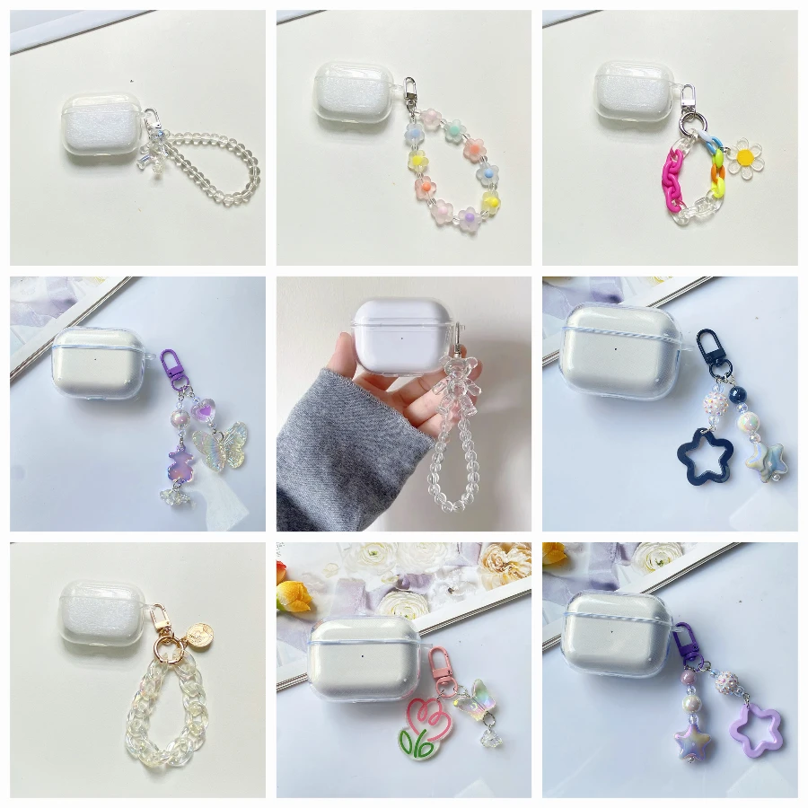 귀여운 UGREEN HiTune S3 / T6/T6S/ H6pro H5 T3 케이스, 만화 곰 손목 체인 이어폰 실리콘 투명 커버, HiTune T6