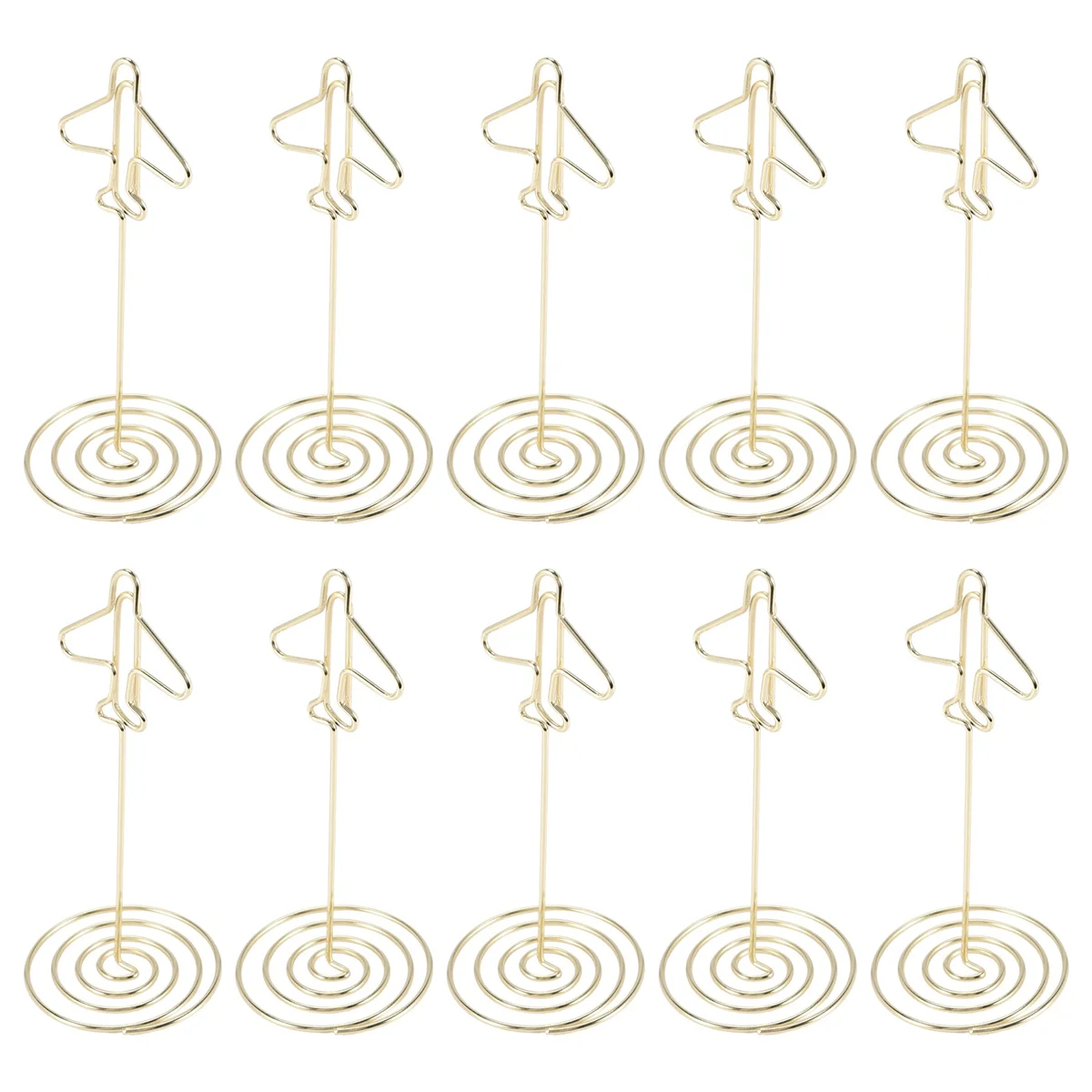 ใหม่ 10 ชิ้น Memo ผู้ถือคลิป, ตารางชื่อผู้ถือบัตรเดสก์ท็อปโลหะนามบัตร Photo Gold Plane กรอบฐาน