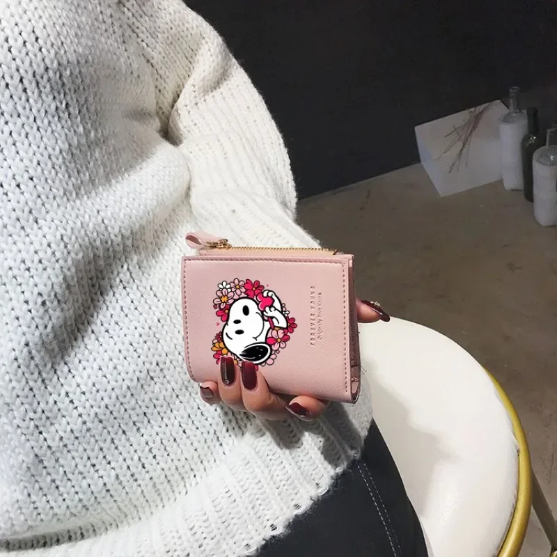 Snoopy Women Man Upscale Wallets Clutch Business PU Leather Small Coin Purse Anime Credit Card Holder Portable Kawaii Xmas Gifts