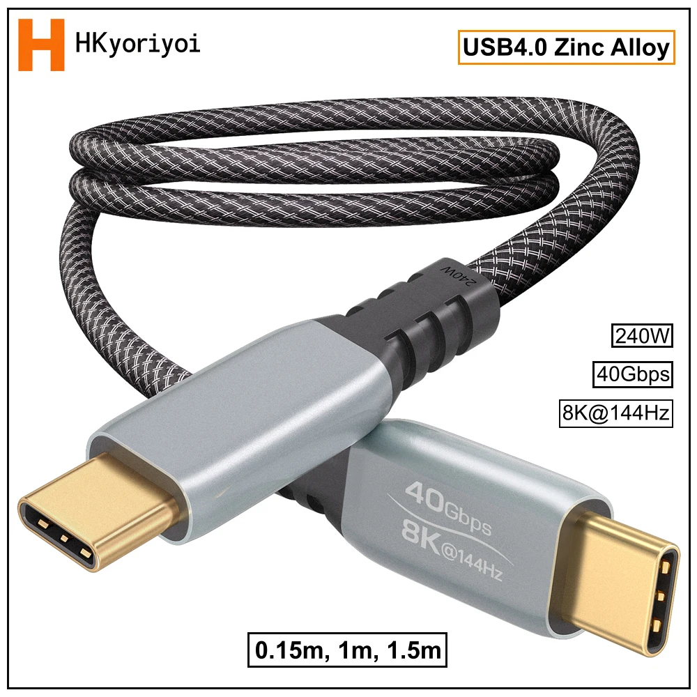 Zinc Alloy USB4 USB C Cable Data 40Gbps 8K 4K HDR 240W PD3.1 Fast Charging For Thunderbolt 4/3 For EGPU Monitor Laptop Hubs