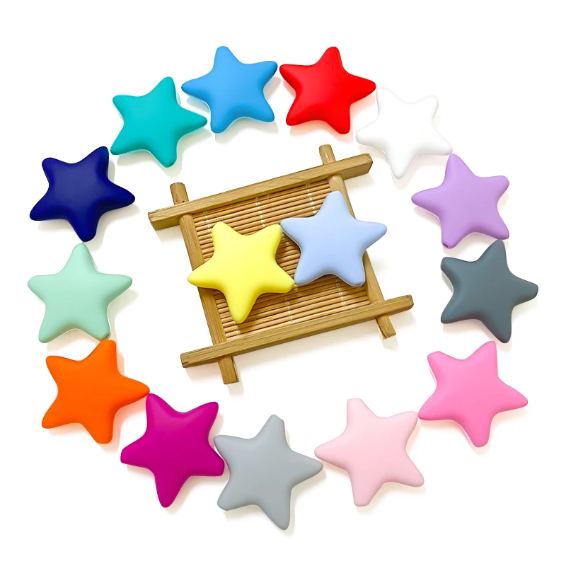 10pcs Stars Silicone Beads Baby Teethers Food Grade Baby Teething Toys For Pacifier Chain Necklace DIY Accessories