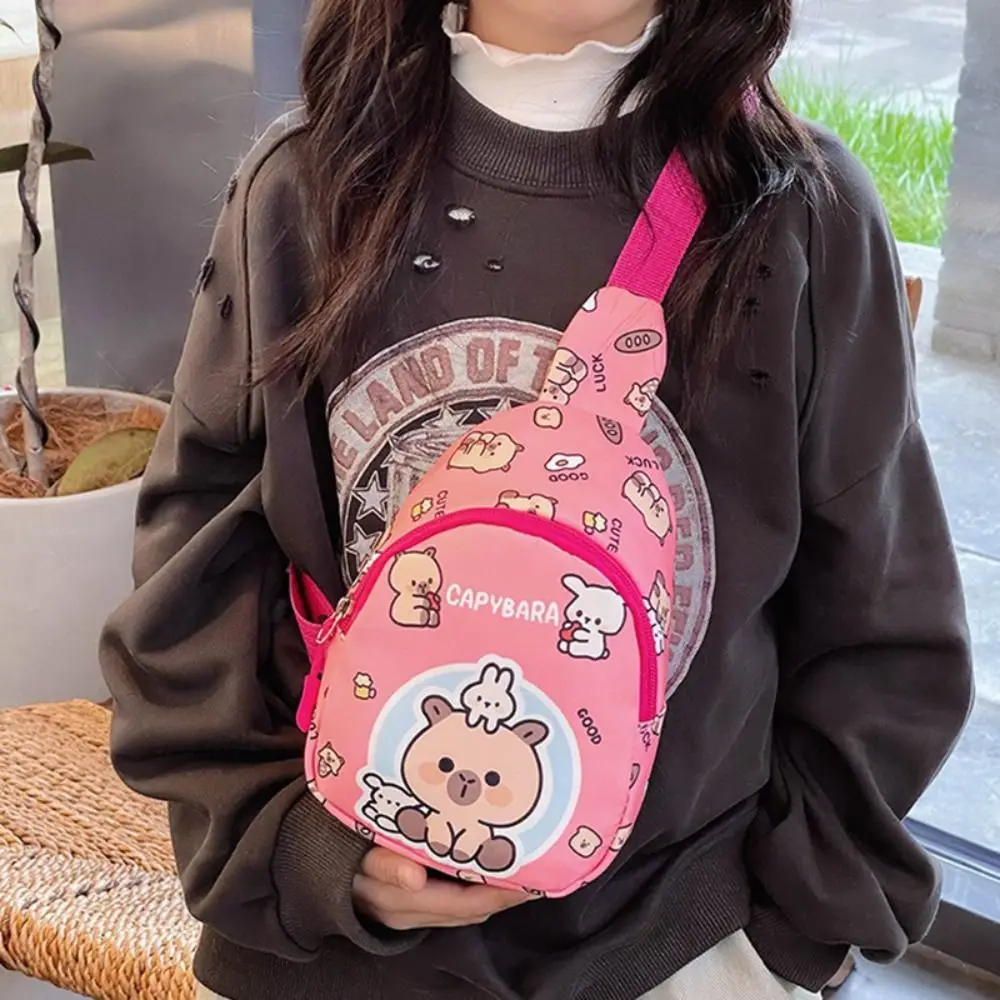 Cartoon Capybara Print Capybara Chest Bag Large Capacity Multi-function Shoulder Messenger Bag Backpack Gift