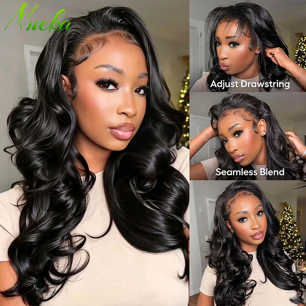 3 In 1 Half Body Wave Wigs Human Hair Full Machine MadeWig Brazilian Wavy Half Wig Invisible Drawstring Flip Over Wig Beginner Friendly 36 Inch