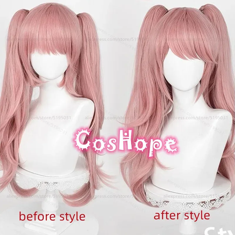 Peluca de Cosplay Enoshima Junko con coletas, peluca rosa, pelucas de Cosplay de Anime, pelucas sintéticas resistentes al calor de Anime