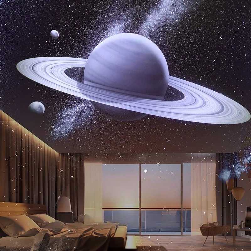 Pick Up Light Romantic Galaxy Saturn Moon Music Projector With Stereo BT Speaker Sleeping White Noise