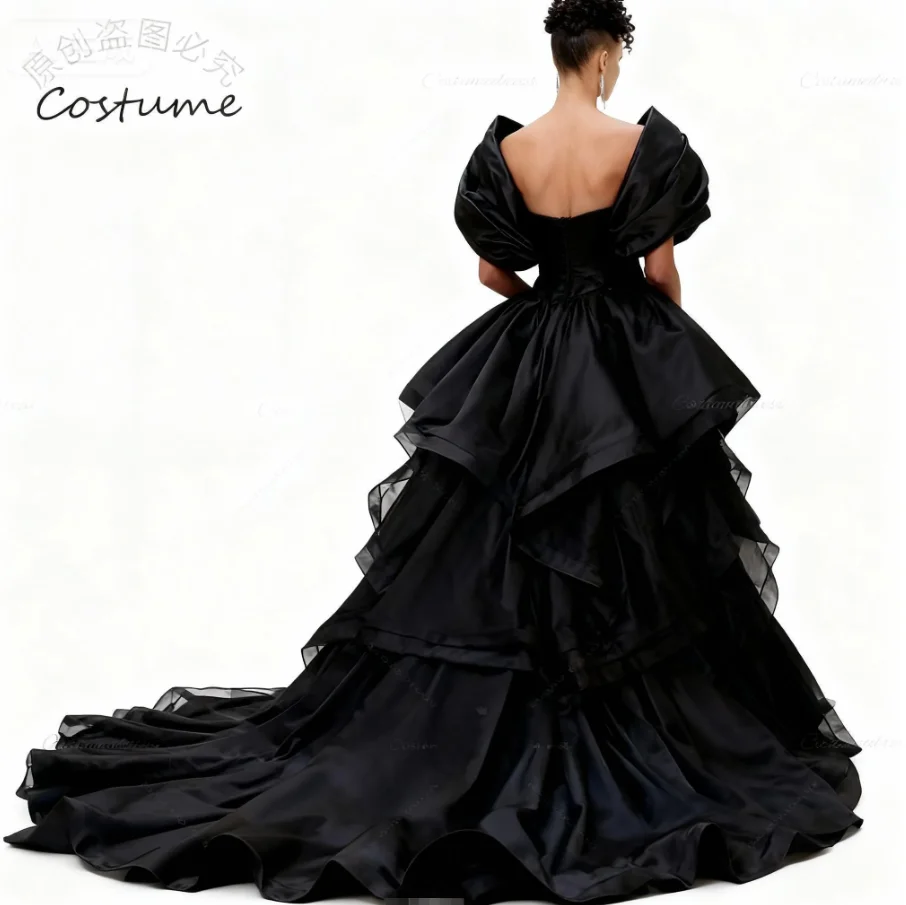 فساتين سهرة أنيقة بحورية البحر باللون الأسود مع ذيل بدون أكتاف عتيقة مقاس كبير فستان حفلة موسيقية للفتيات السود 2026 رداء حفلات رسمي