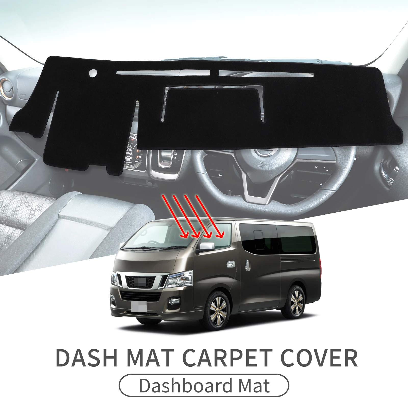 for Nissan Urvan Nv350 Caravan E26 2012-2021 Car Dashboard Mat  Accessories Sunshade Protective Carpet Dash Mat Dashmat