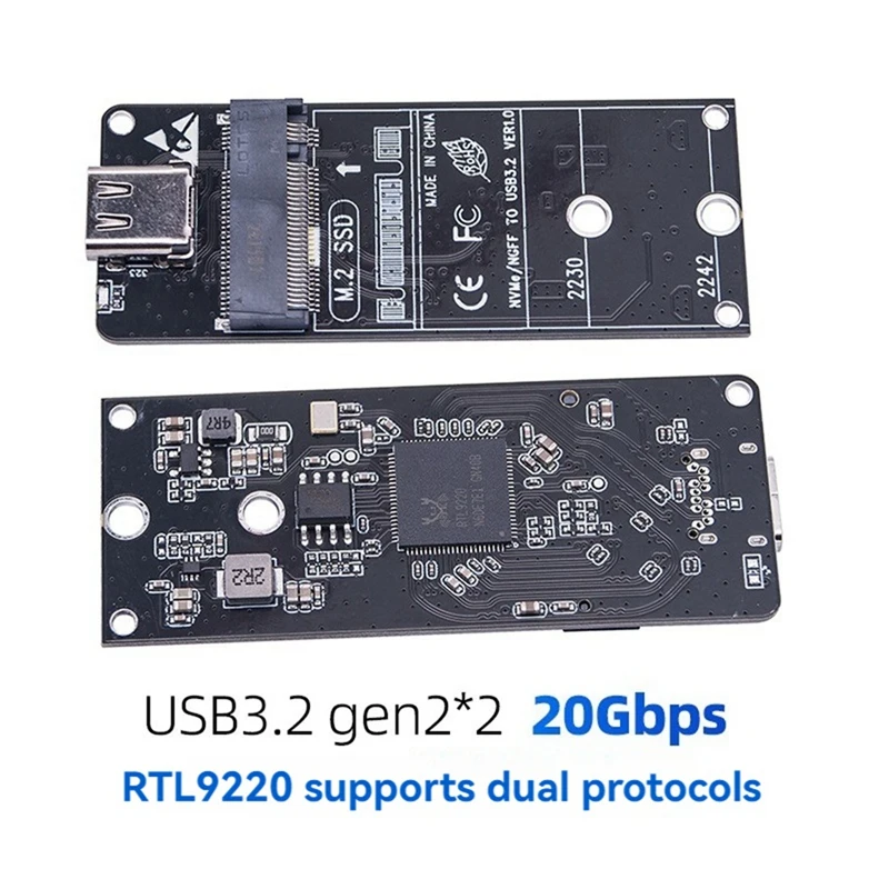 M.2 To Type-C SSD Enclosure Adapter NVME NGFF HDD Enclosure Interposer Board 20Gbps Support 2230 2242 2260 2280 Size SSD image 5