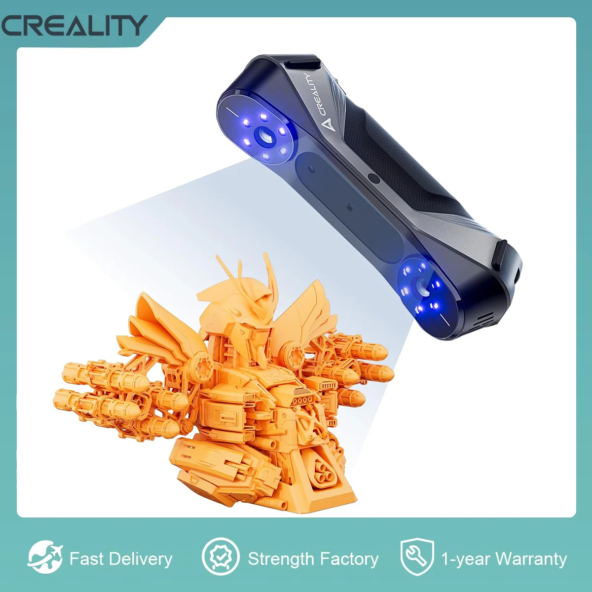 

Creality 3D Scanner CR-Scan Raptor 0.02 mm Accuracy Multiple-line Blue & NIR Consumer 3D Scanner Scanning Up to 60FPS Scanning