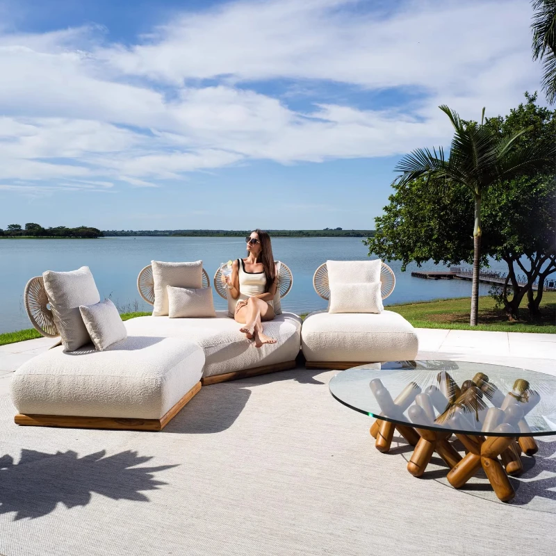 

Sofa courtyard Open-air rain and sun protection Modular rattan furniture Villa Hotel outdoor garden