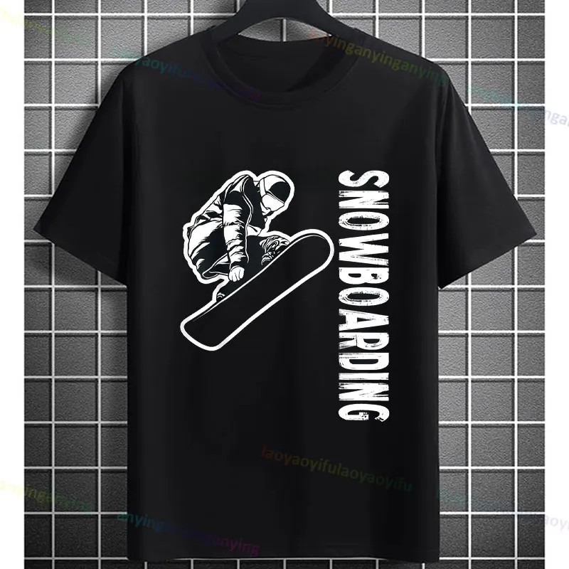 A Snowboarder Snowboarding Mens Skiing Graphic T-shirt Casual Short-sleev Round Neck Pure Cotton Tee Outdoor Clothing