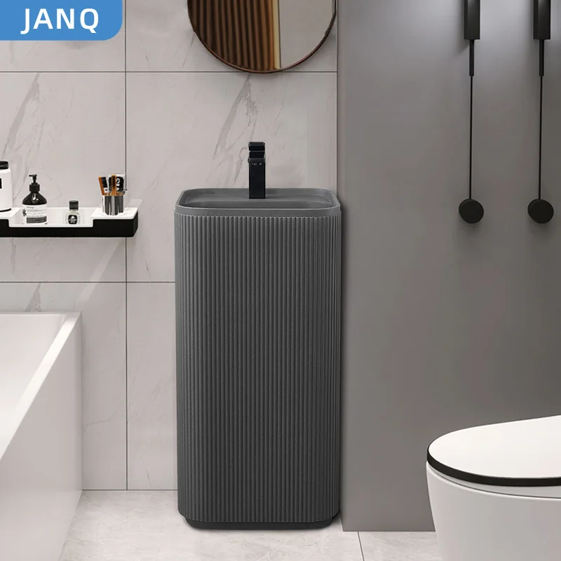 Artificial stone column basin Floor-to-ceiling wash basin Small apartment art column basin Balcony bathroom integrated washbasin