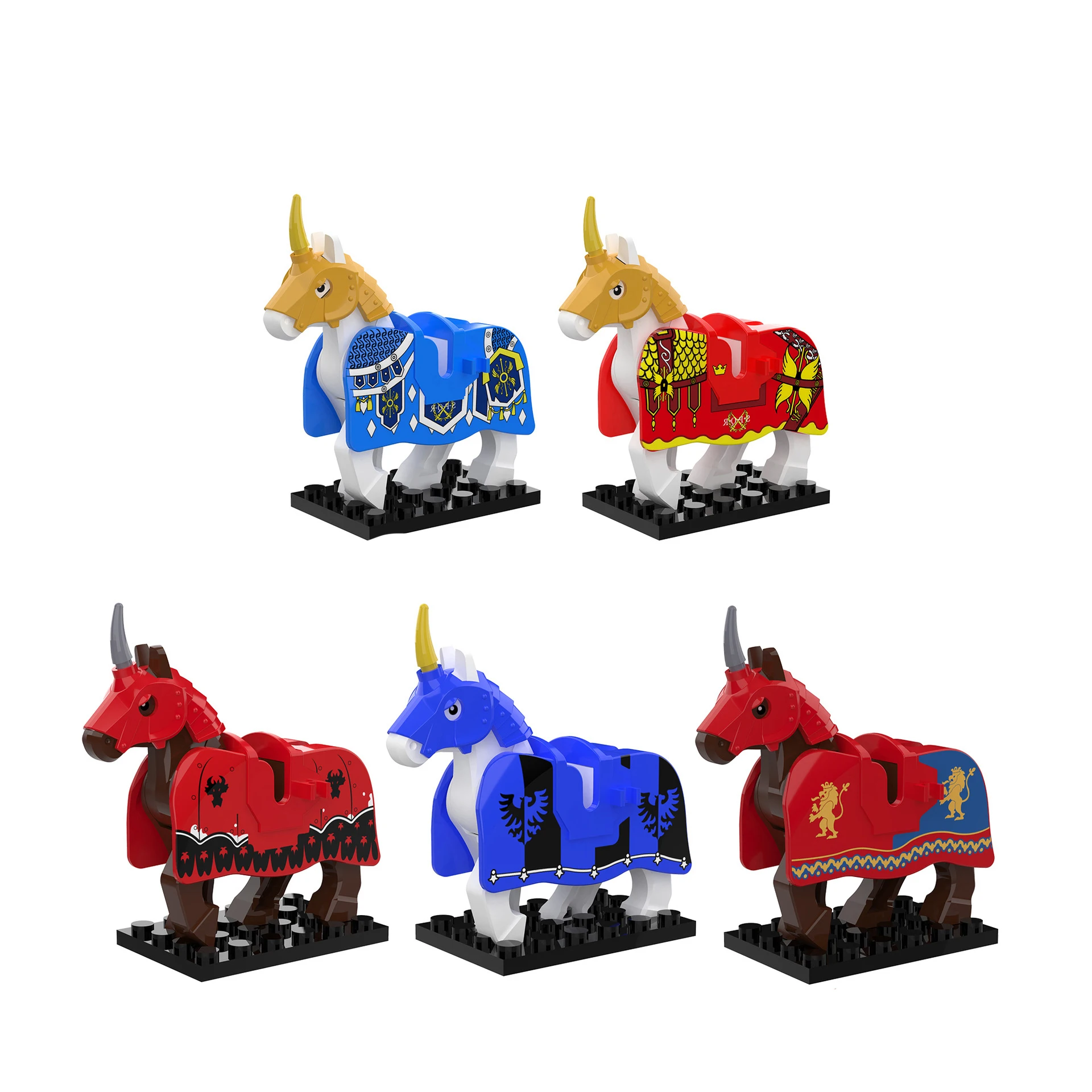 MOC 1PCS The Middle Roman Ancient Wild Horse Soldiers Mounts Building Blocks Figures Bricks Particle Toy Children Birthday Gift