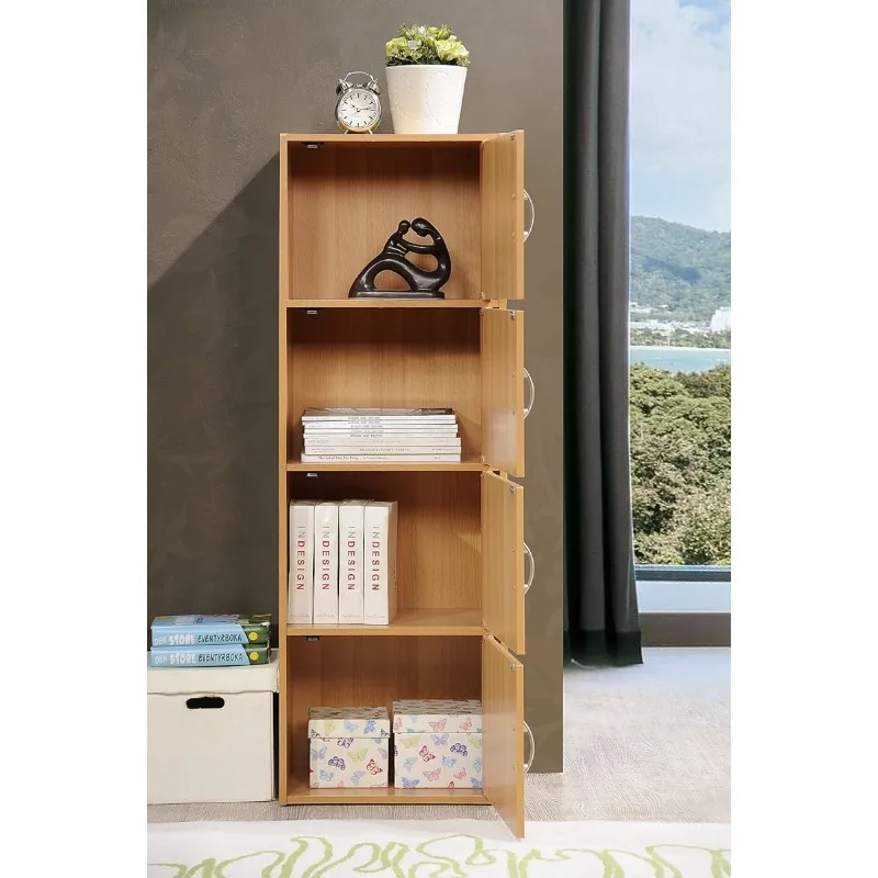 IMPORT 4-Shelf Bookcase Cabinet, Black