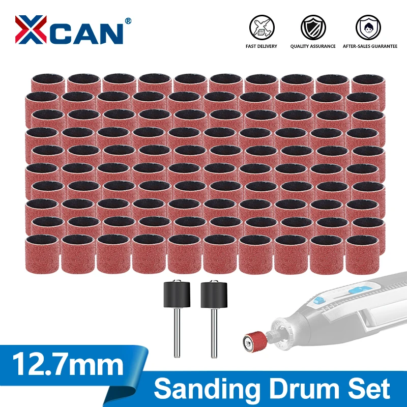 

XCAN 11-102 шт., набор шлифовальных барабанов 12,7 мм, зернистость 80/100/120, шлифовальные ленты, рукава с барабанными оправками для вращающихся инструментов Dremel