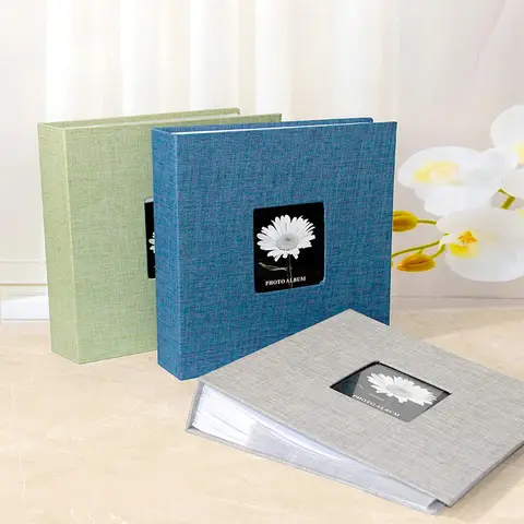 200페이지 용량의 세련된 6인치 패브릭 커버 가죽 사진 앨범으로 가족과 커플의 추억에 적합합니다.