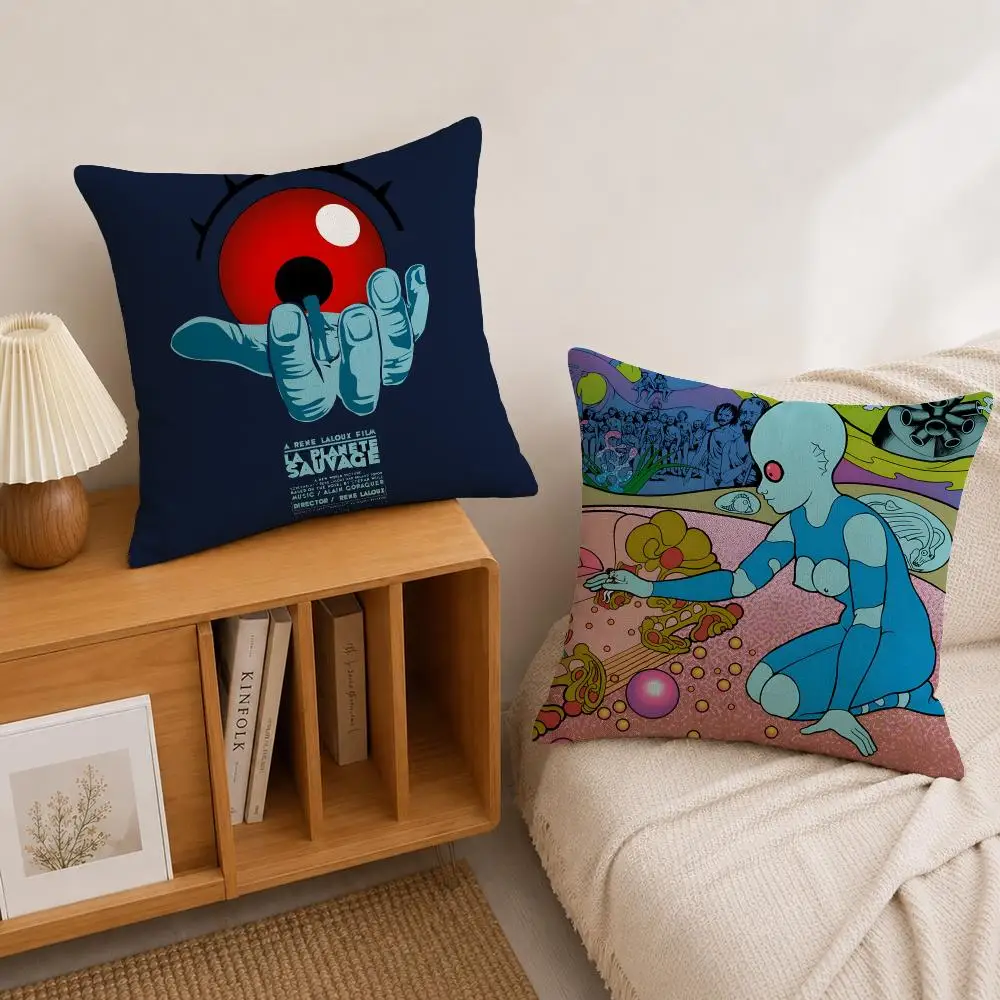 Movie Fantastic Planet Cushion Cover Natural Linen Pillowcase Set, All-in-One Decor for Sofa, Bedroom & Chair