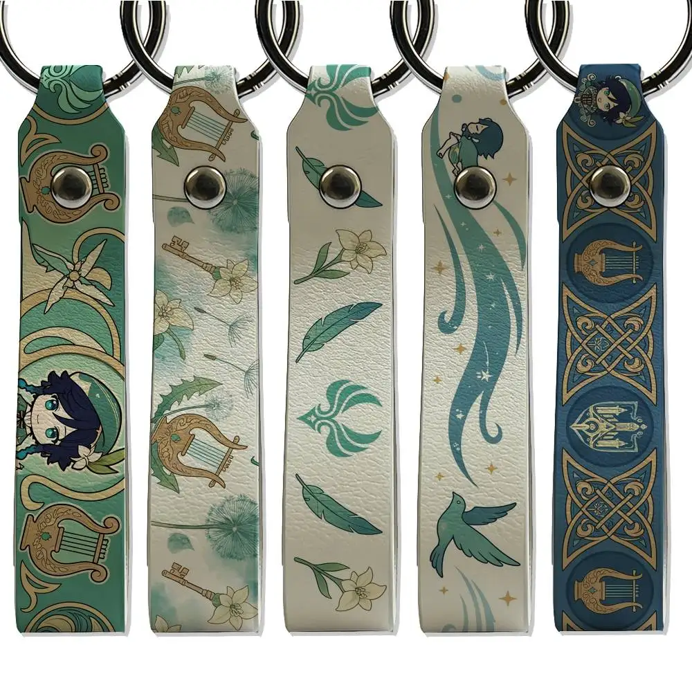 Venti Genshin Impact Stainless Steel Key Chain Durable Key Holder Unisex Daily Gift Card Holder Charm