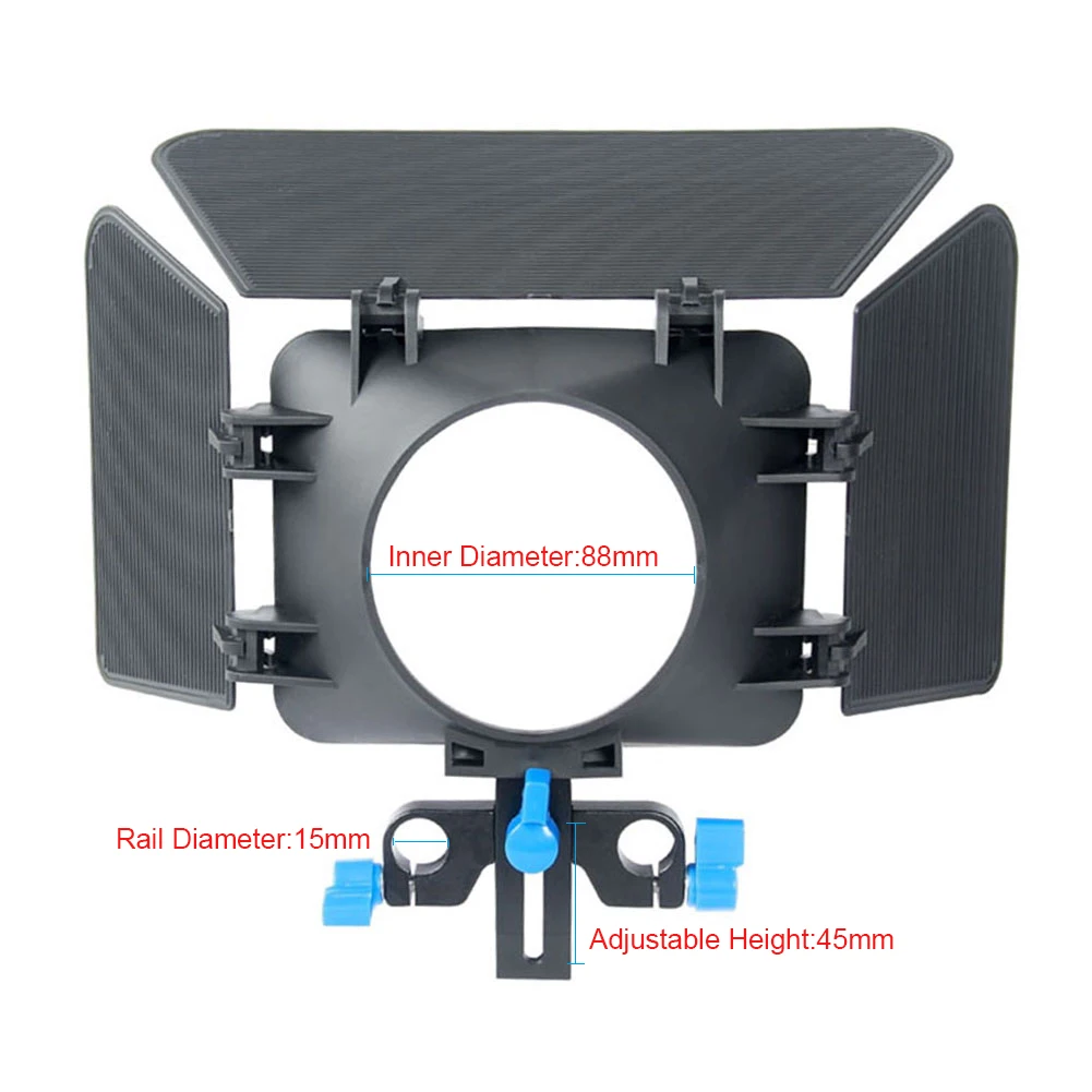 M1 Matte Box Camera Shade for 15mm Rail Rod Follow Focus Rig Cage Camera