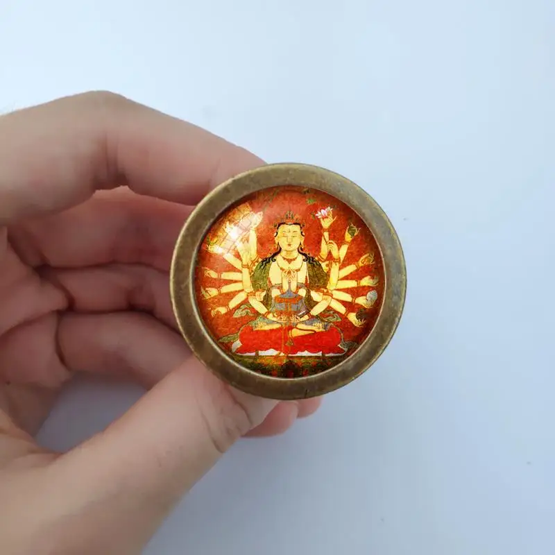 Bodhisattva Cabinet Dresser Knobs pull Glass Cabochon Knob Domed Cabinet Knobs Furniture Knobs