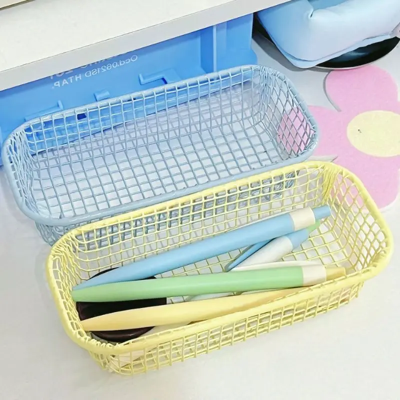 INS Desktop Storage Box Metal Storage Basket Desktop Sundries Organizer Basket Photocards Case Office Stationery Home Supplies